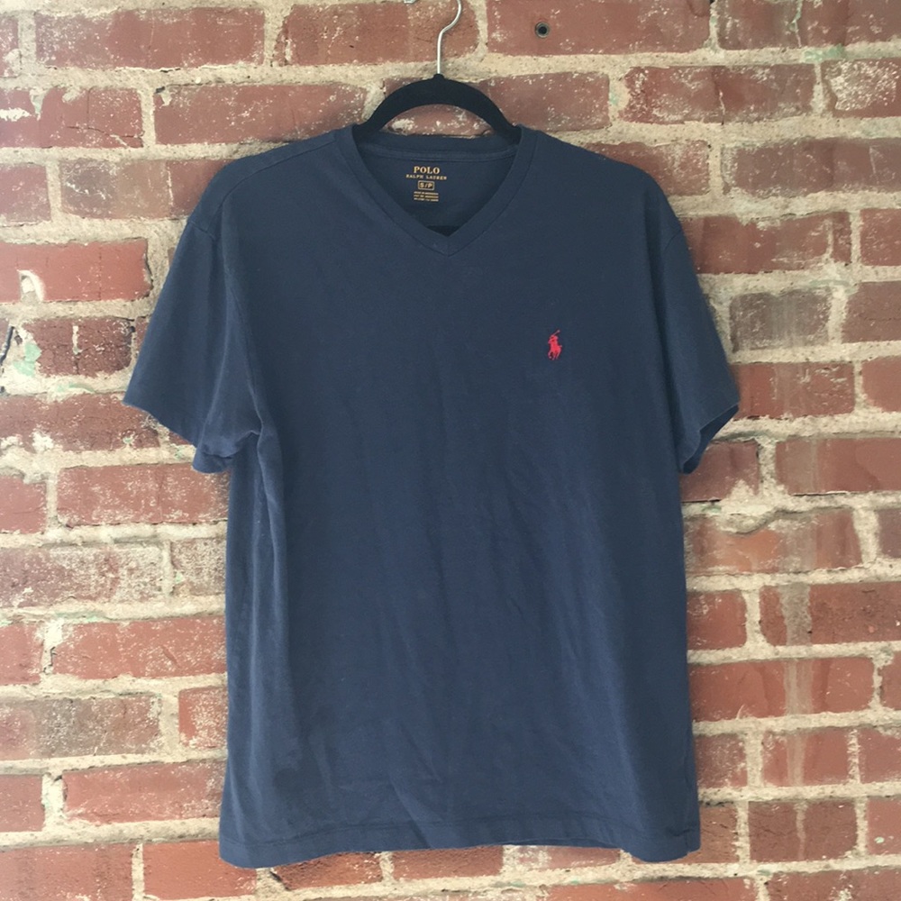 Ralph Lauren men’s small blue v neck t shirt